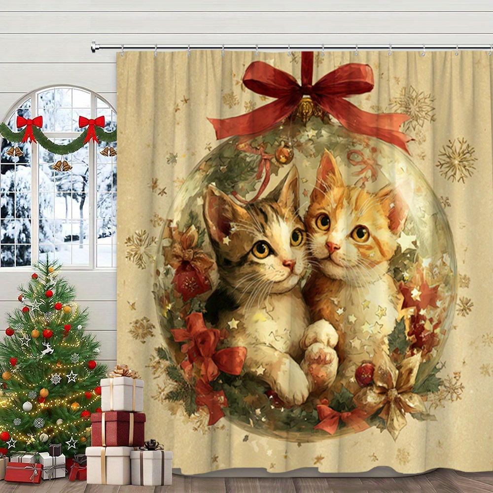Cute Cats In Christmas Ornament Shower Curtain - Holiday Art, Red Bow & Festive Pet Design For Cozy Bathroom Decor W60H190(CM)-1 Pcs
Cute Cats In Christmas Ornament Shower Curtain - Holiday Art, Red Bow & Festive Pet Design For Cozy Bathroom Decor W60H190(CM)-1 Pcs