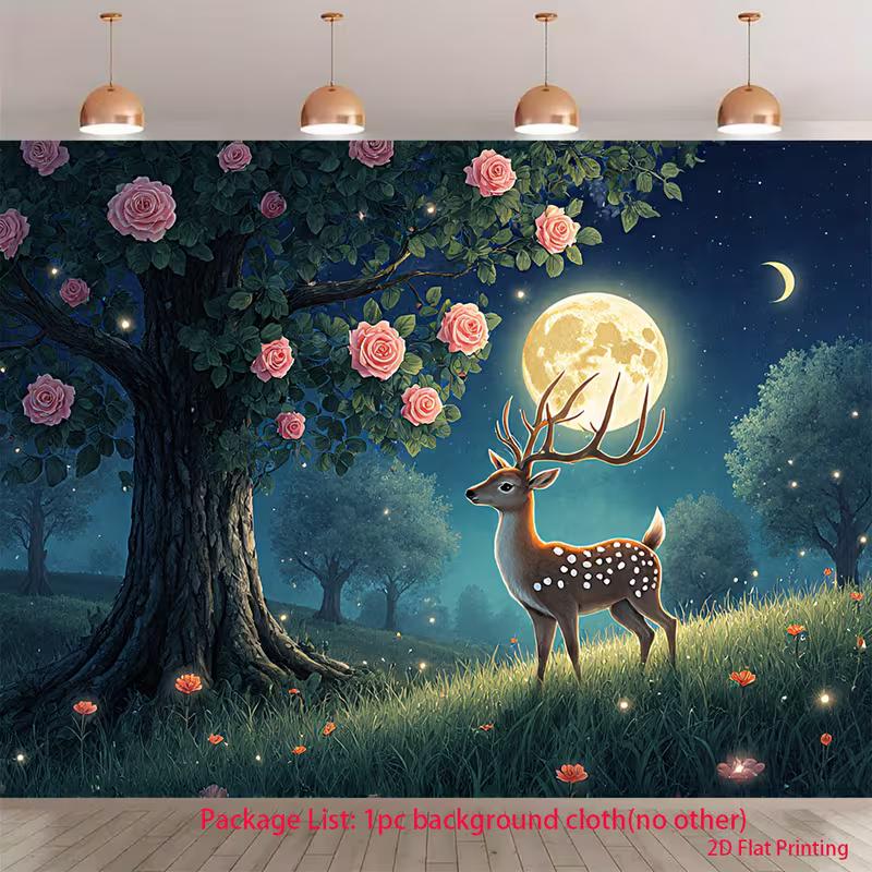 2D Magical Night Deer Backdrop Moonlight Forest Photography Background 47.2x31.5inch/120*80cm
2D Magical Night Deer Backdrop Moonlight Forest Photography Background 47.2x31.5inch/120*80cm