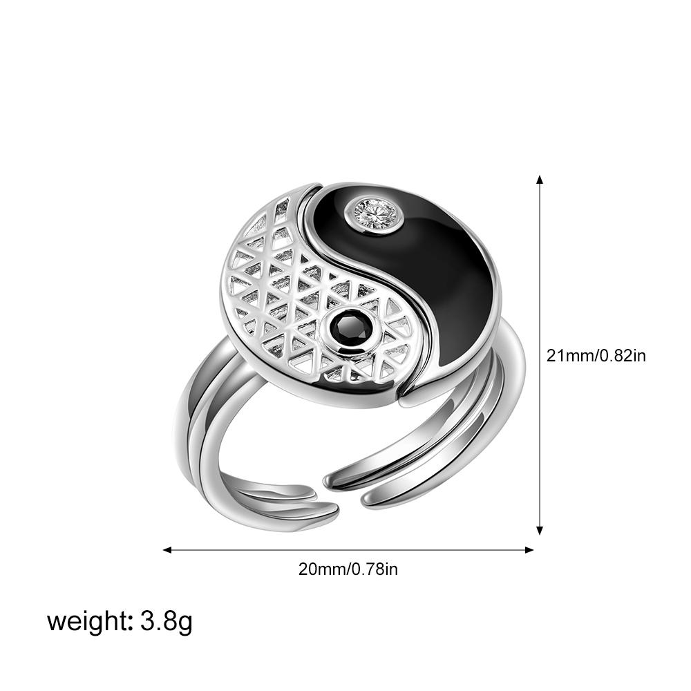 2pcs Yin and Yang Rings for Women Hollow Design Black Enamel Color Gossip Tai Chi Ring Set Adjustable Finger Zircon Accessories resizable
2pcs Yin and Yang Rings for Women Hollow Design Black Enamel Color Gossip Tai Chi Ring Set Adjustable Finger Zircon Accessories resizable
