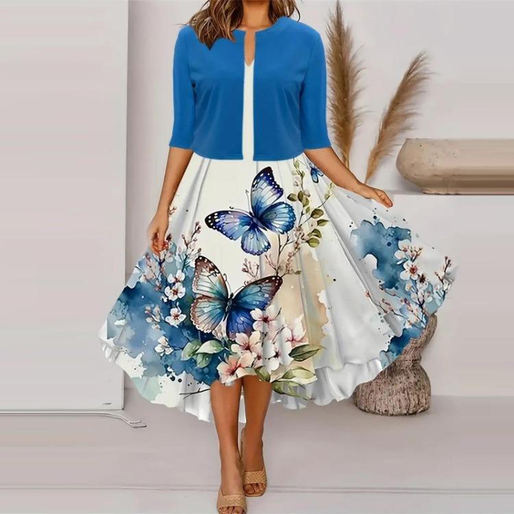 Жіночий літній комплект сукні з двох частин з квітковим принтом, вбрання з коротким рукавом XXL світло-синій колір
Жіночий літній комплект сукні з двох частин з квітковим принтом, вбрання з коротким рукавом XXL світло-синій колір