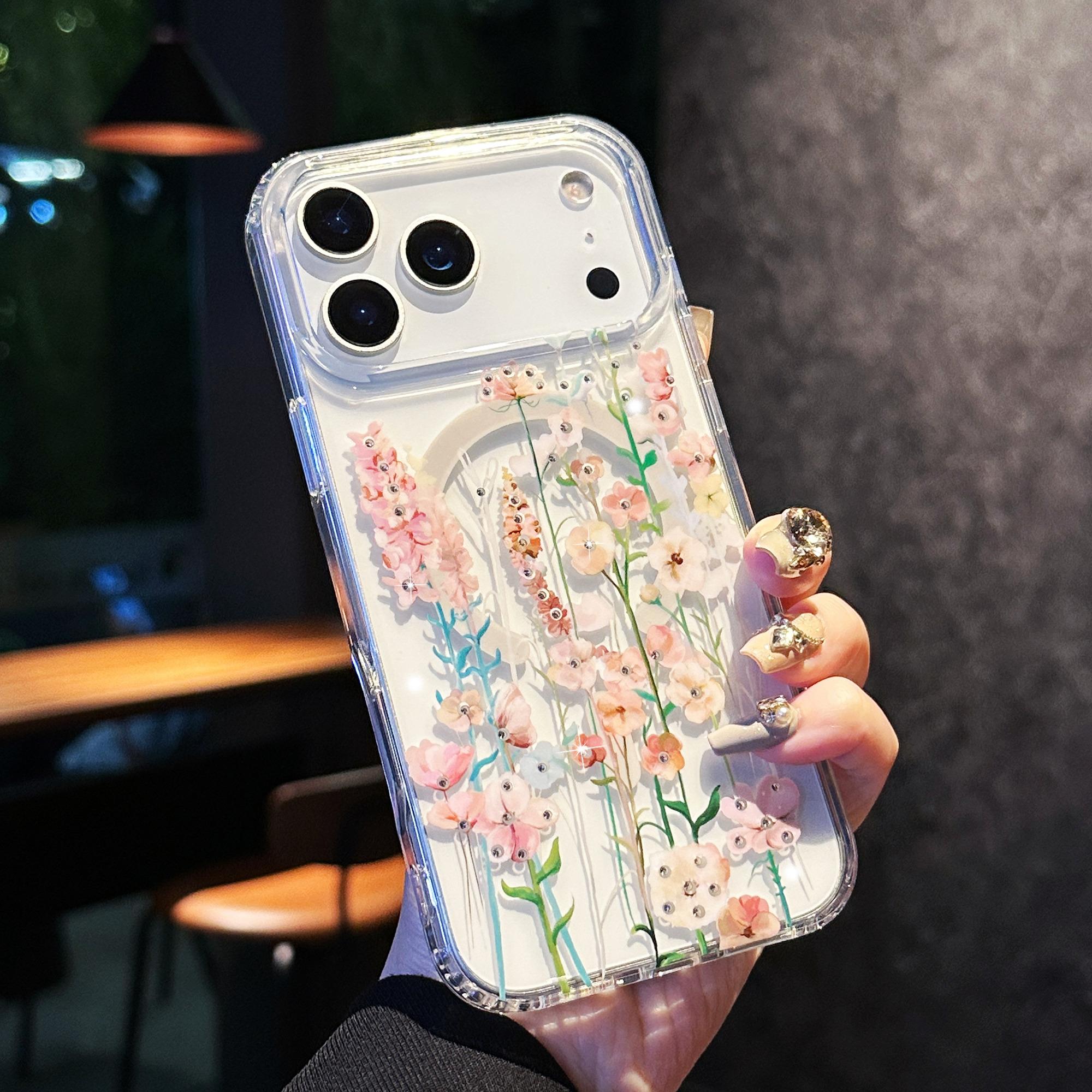 For iPhone 17 Pro Max Case Compatible with MagSafe Laser Flower PC+TPU Clear Phone Cover Campanula
For iPhone 17 Pro Max Case Compatible with MagSafe Laser Flower PC+TPU Clear Phone Cover Campanula