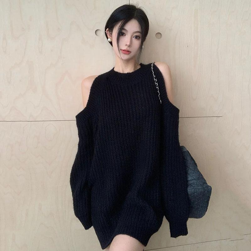 WTEMPO Женский свитер с открытыми плечами, свободные повседневные трикотажные платья в стиле панк, пуловеры с круглым вырезом, топы с длинными рукавами L чёрный
WTEMPO Женский свитер с открытыми плечами, свободные повседневные трикотажные платья в стиле панк, пуловеры с круглым вырезом, топы с длинными рукавами L чёрный