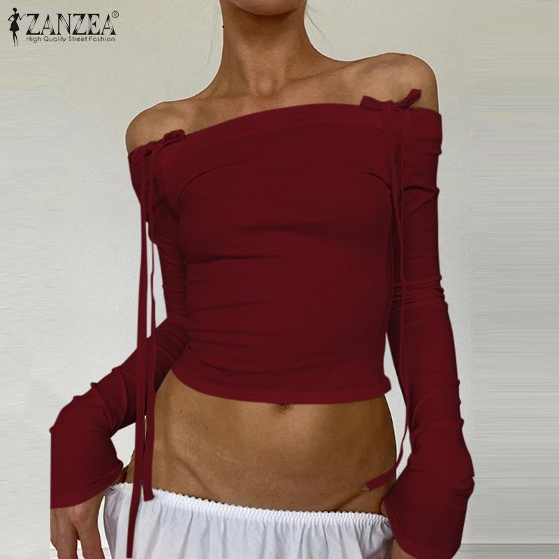 ZANZEA Women Off Shoulder Long Sleeve Lace-up Solid Color Stretch Thin Crop T-Shirts 5XL білий
ZANZEA Women Off Shoulder Long Sleeve Lace-up Solid Color Stretch Thin Crop T-Shirts 5XL білий