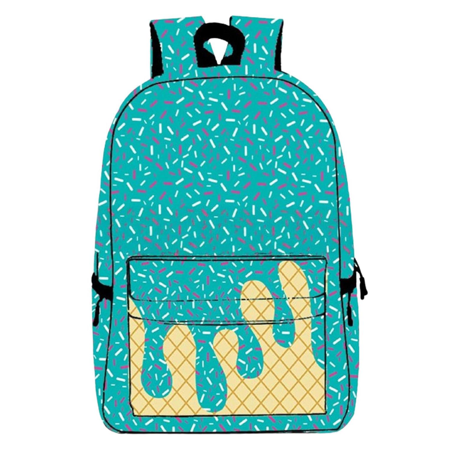 Рюкзак Мороженое, Милый Рюкзак через Плечо Большой Вместимости, Рюкзак Мороженое для Мальчиков, Рюкзак с Подтеками Мороженого One Size зелёный