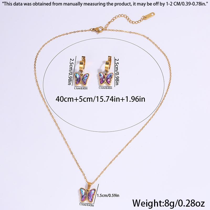 European & American Zircon Heart Butterfly Flower Pendant Jewelry Set - Stainless Steel Necklace & Earrings for Women Earrings
European & American Zircon Heart Butterfly Flower Pendant Jewelry Set - Stainless Steel Necklace & Earrings for Women Earrings