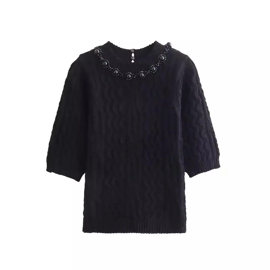 Черные джемперы для женщин, свитер с жемчугом, эластичный повседневный топ, осень 2024, новые модные женские вязаные пуловеры с коротким рукавом L чёрный
Черные джемперы для женщин, свитер с жемчугом, эластичный повседневный топ, осень 2024, новые модные женские вязаные пуловеры с коротким рукавом L чёрный