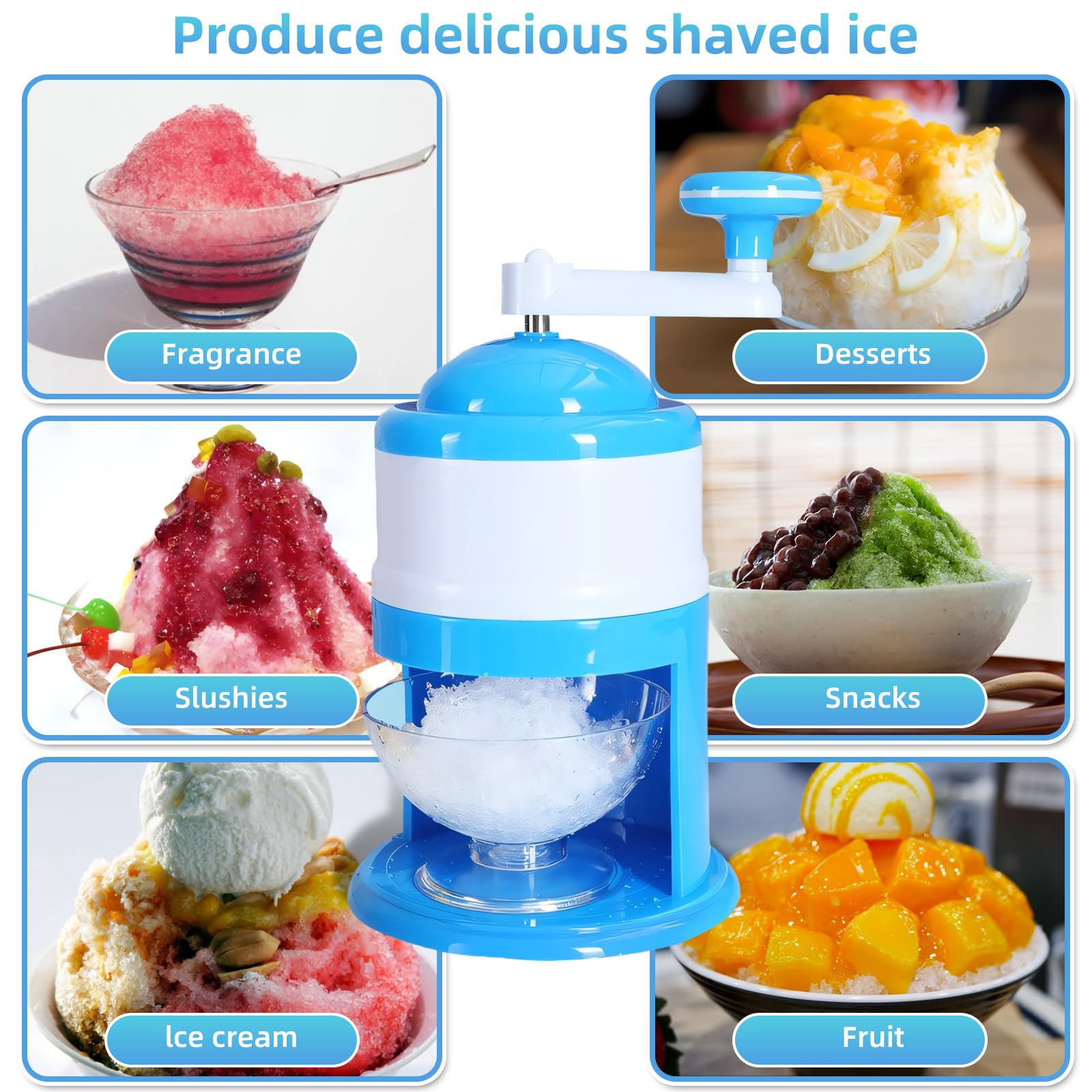 Home Mini Manual Snow Cone Hand Crank Ice Crusher Grinding Machine (BPA-Free,No FDA Certified) Type A
Home Mini Manual Snow Cone Hand Crank Ice Crusher Grinding Machine (BPA-Free,No FDA Certified) Type A