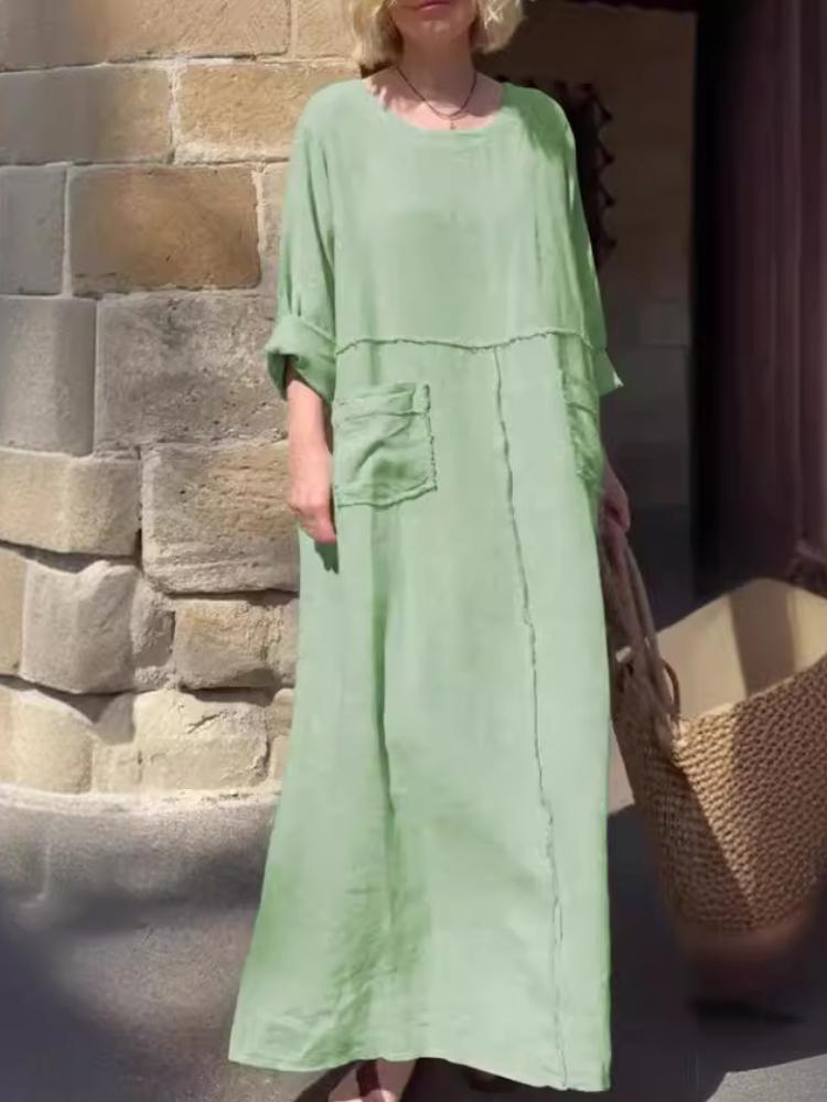 Летнее женское однотонное платье с круглым вырезом, из хлопка и льна, с длинными рукавами, повседневное, плиссированное, с двусторонними карманами 5XL зелёный
Летнее женское однотонное платье с круглым вырезом, из хлопка и льна, с длинными рукавами, повседневное, плиссированное, с двусторонними карманами 5XL зелёный