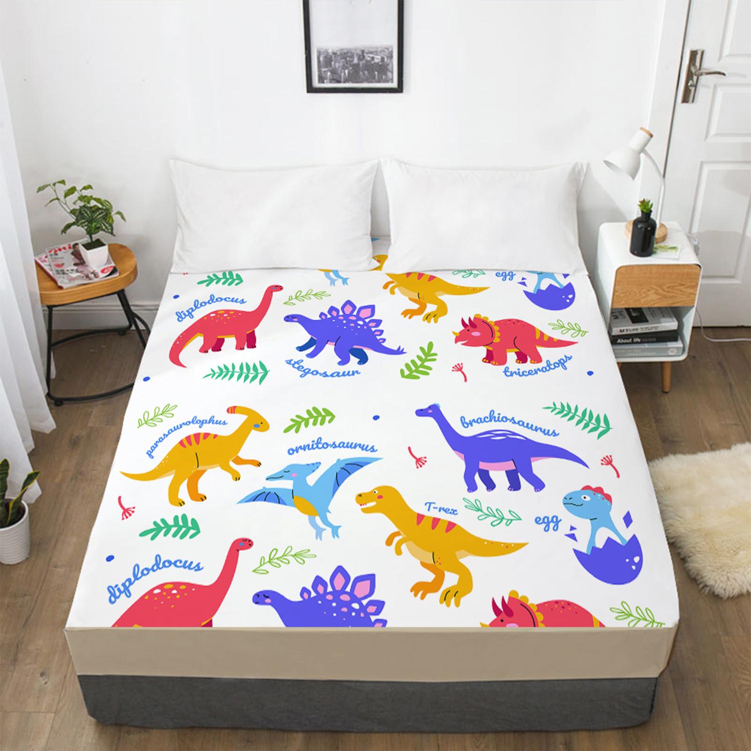Домашний текстиль 3D-печать с рисунком динозавра Простыня Наматрасник Резинка Простыня Постельные принадлежности 120x200