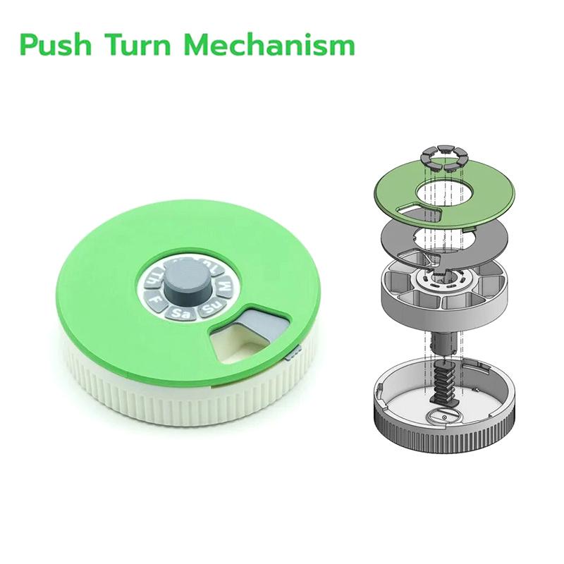 Механизм нажатия и поворота Органайзер для таблеток 7 отделений Вращающаяся таблетница Портативный дорожный футляр для таблеток Органайзер для витаминов 3D-печать
Механизм нажатия и поворота Органайзер для таблеток 7 отделений Вращающаяся таблетница Портативный дорожный футляр для таблеток Органайзер для витаминов 3D-печать