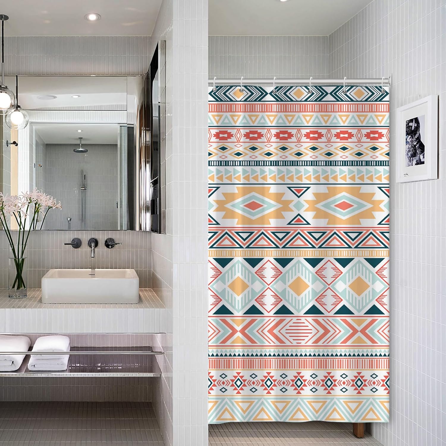 Aztec Pattern Shower Curtain Tribal Geometric Design Bathroom Decor Colorful Native Art Print Waterproof Bath Curtain Bohostyle W60H190(CM)-1 Pcs
Aztec Pattern Shower Curtain Tribal Geometric Design Bathroom Decor Colorful Native Art Print Waterproof Bath Curtain Bohostyle W60H190(CM)-1 Pcs
