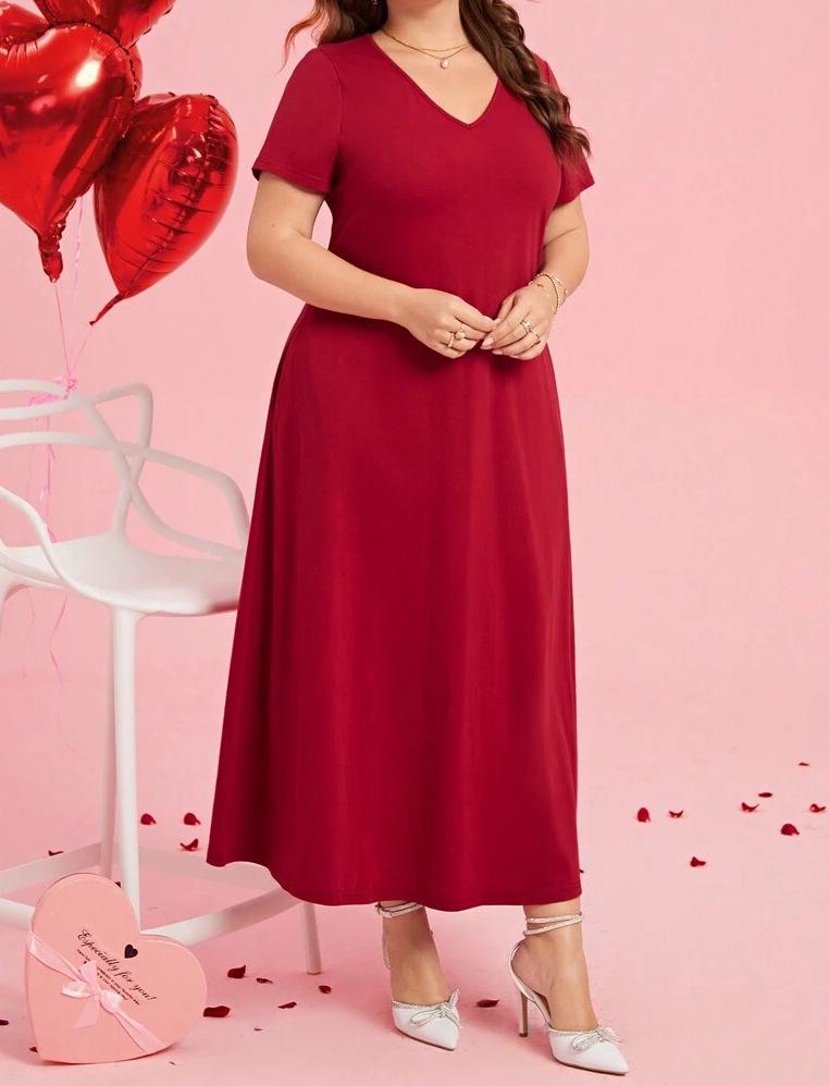 Plus Size V-neck Plain Women s Dress - European American Style 5XL червоний
Plus Size V-neck Plain Women s Dress - European American Style 5XL червоний