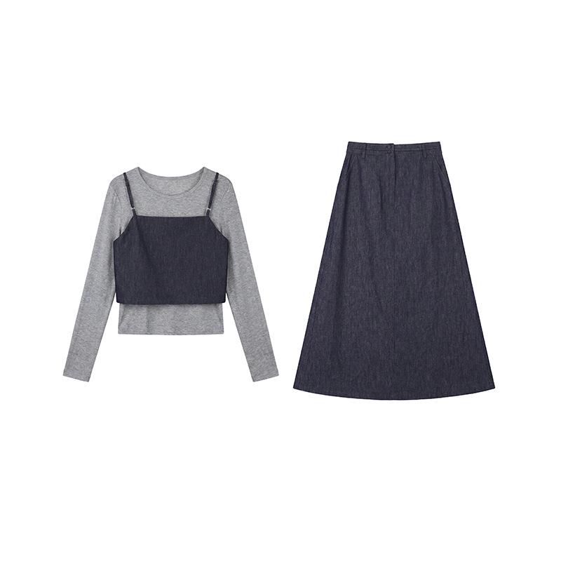 The Mind Tencel Spring 2026 Three-Piece Set: Long T-Shirt, Camisole & Denim Skirt (T6239C) Medium джинсовый синий
The Mind Tencel Spring 2026 Three-Piece Set: Long T-Shirt, Camisole & Denim Skirt (T6239C) Medium джинсовый синий