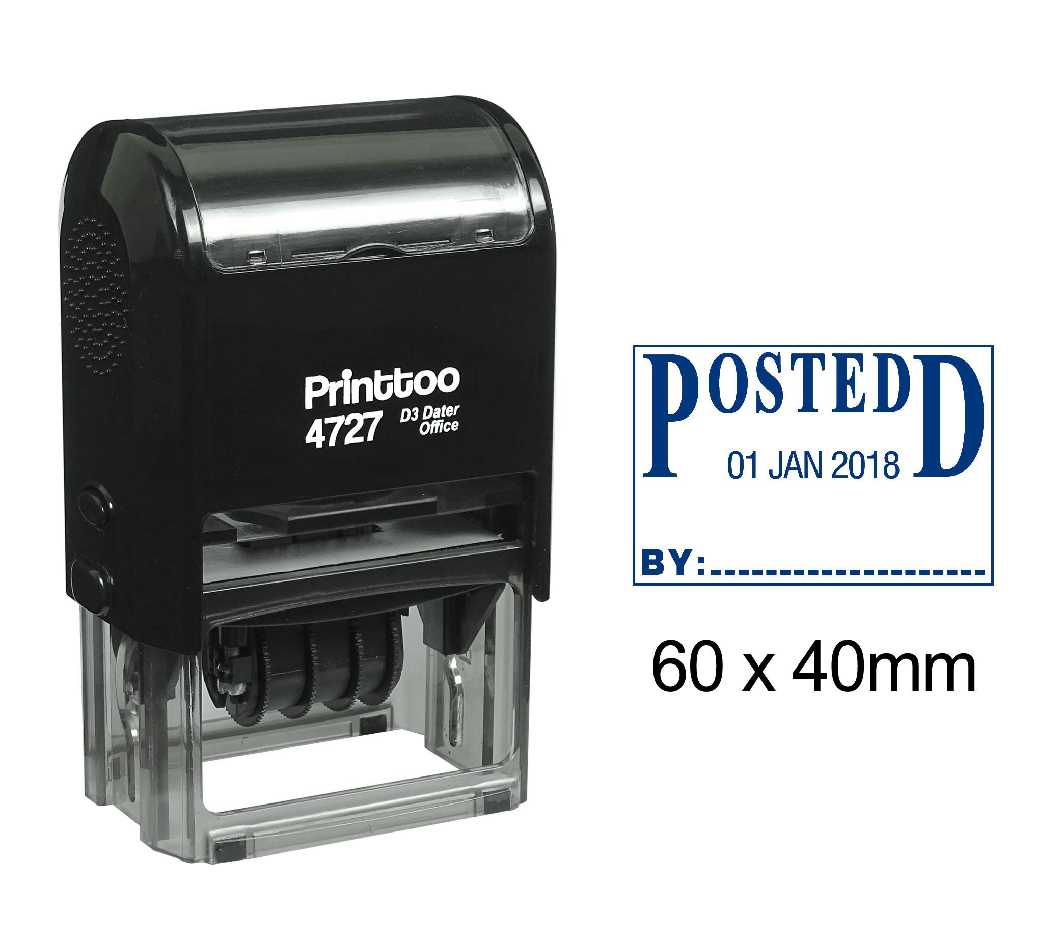 Printtoo Dater Stamp Self Inking With Posted By Text Date Rubber Stamp Office 60 mm x 40 mm.(Approx) синій
Printtoo Dater Stamp Self Inking With Posted By Text Date Rubber Stamp Office 60 mm x 40 mm.(Approx) синій