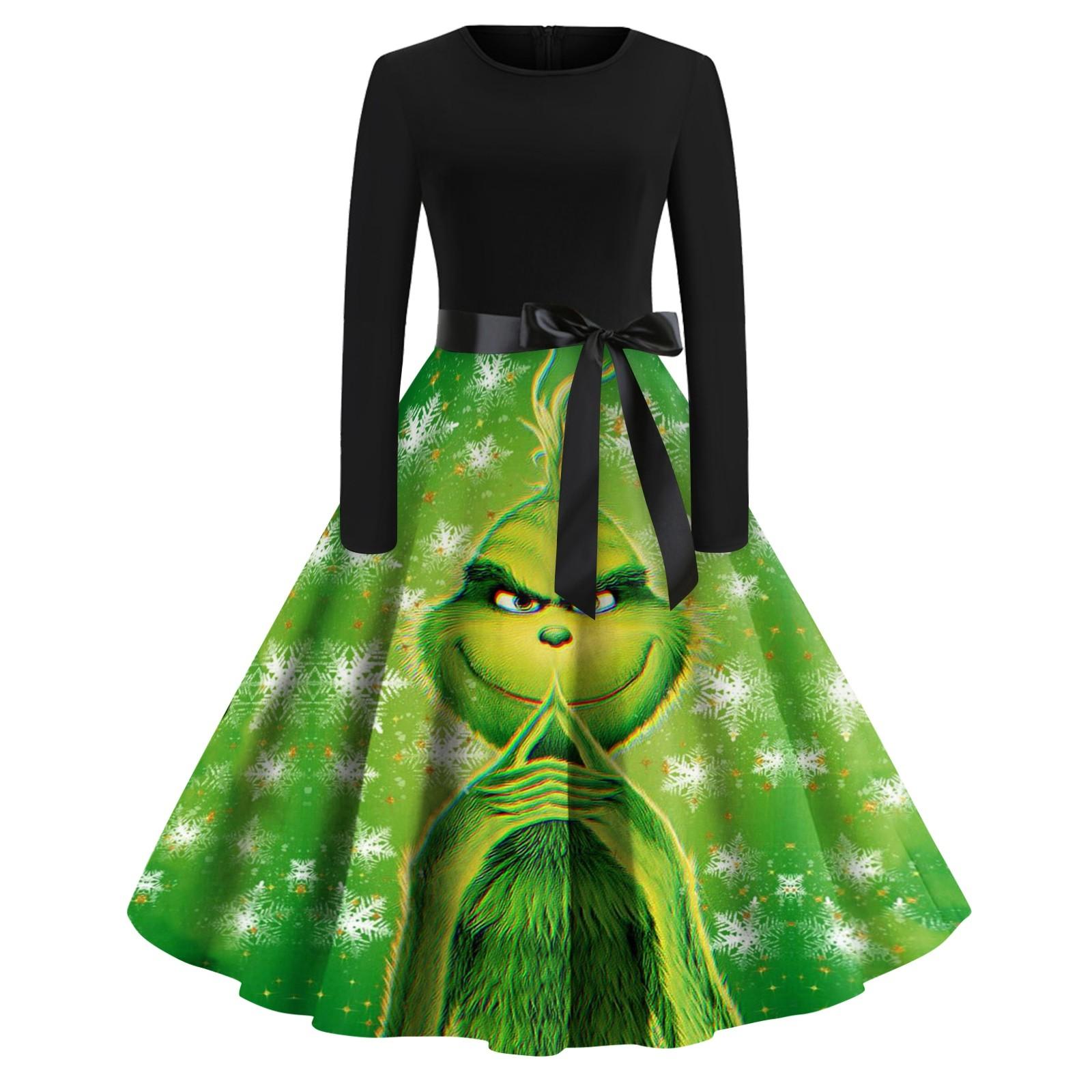 Женское модное повседневное платье с круглым вырезом и рождественским принтом и длинными рукавами XXXXL
Женское модное повседневное платье с круглым вырезом и рождественским принтом и длинными рукавами XXXXL