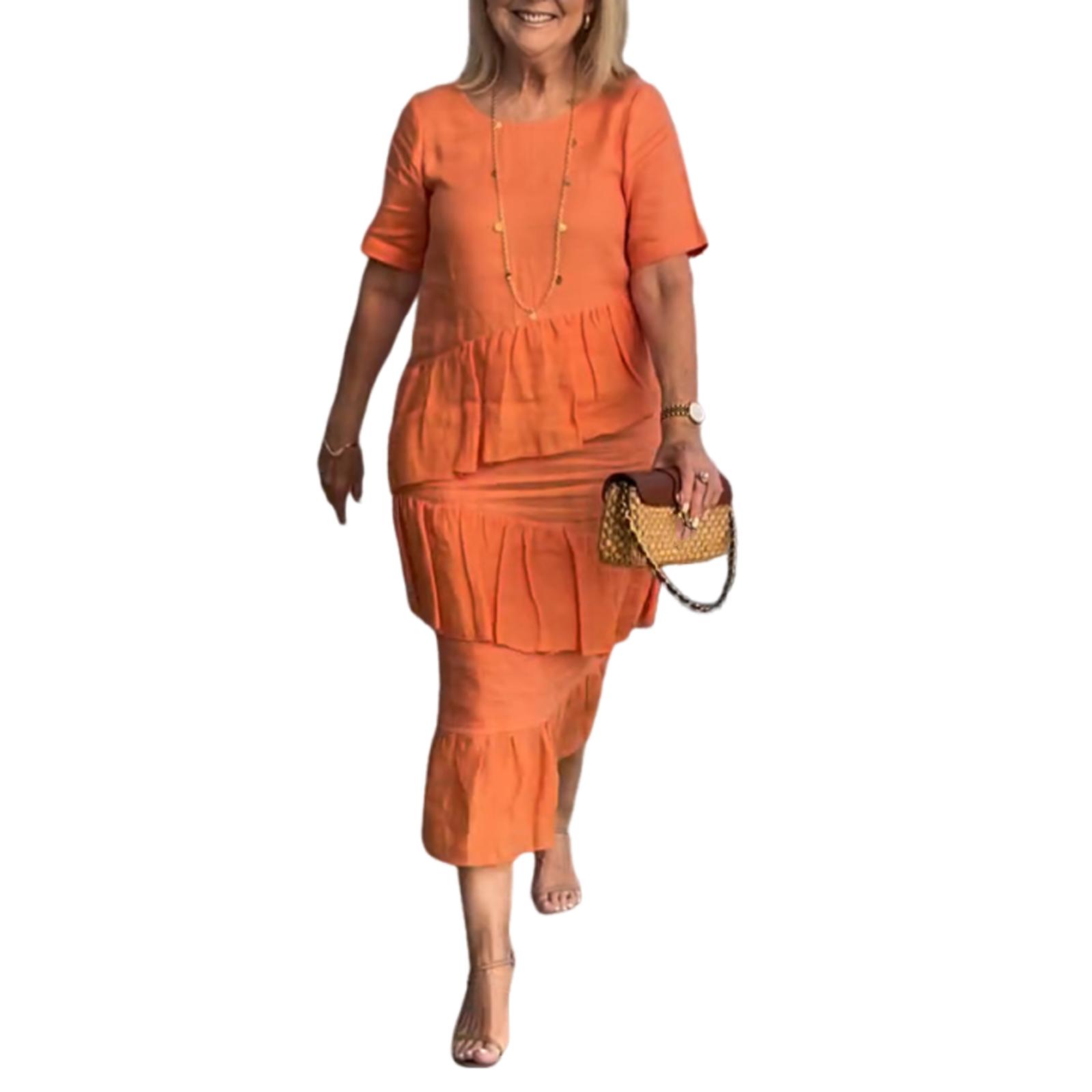 Женское модное повседневное платье из хлопка и пеньки с круглым вырезом и коротким рукавом, плиссированная длинная юбка XXL оранжевый
Женское модное повседневное платье из хлопка и пеньки с круглым вырезом и коротким рукавом, плиссированная длинная юбка XXL оранжевый