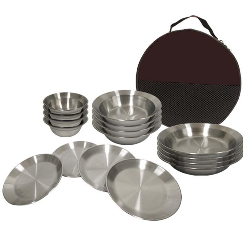 Outdoor Stainless Steel Plate Bowl 16-Piece Set Camping Tableware Self-Driving Tour Portable Camping Barbecue Plate Household Soup Basin Plate
Outdoor Stainless Steel Plate Bowl 16-Piece Set Camping Tableware Self-Driving Tour Portable Camping Barbecue Plate Household Soup Basin Plate
