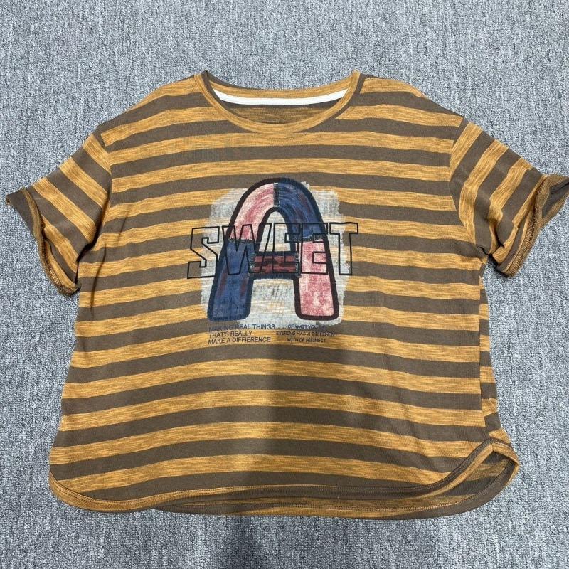 Vintage Striped Graphic T-Shirt Women - Loose Fit Round Neck Short Sleeve Summer Top, Retro Washed Print Tee One Size жовтий/помаранчевий
Vintage Striped Graphic T-Shirt Women - Loose Fit Round Neck Short Sleeve Summer Top, Retro Washed Print Tee One Size жовтий/помаранчевий