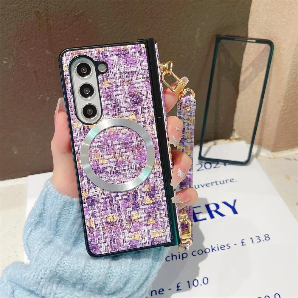 Wrist Strap Weave Leather Magnetic Phone Case For Samsung Galaxy Z Fold 6 5 4 3 5G Hand Rope Hinge Protective Shockproof Cover For Samsung Galaxy Z Fold3 фіолетовий
Wrist Strap Weave Leather Magnetic Phone Case For Samsung Galaxy Z Fold 6 5 4 3 5G Hand Rope Hinge Protective Shockproof Cover For Samsung Galaxy Z Fold3 фіолетовий