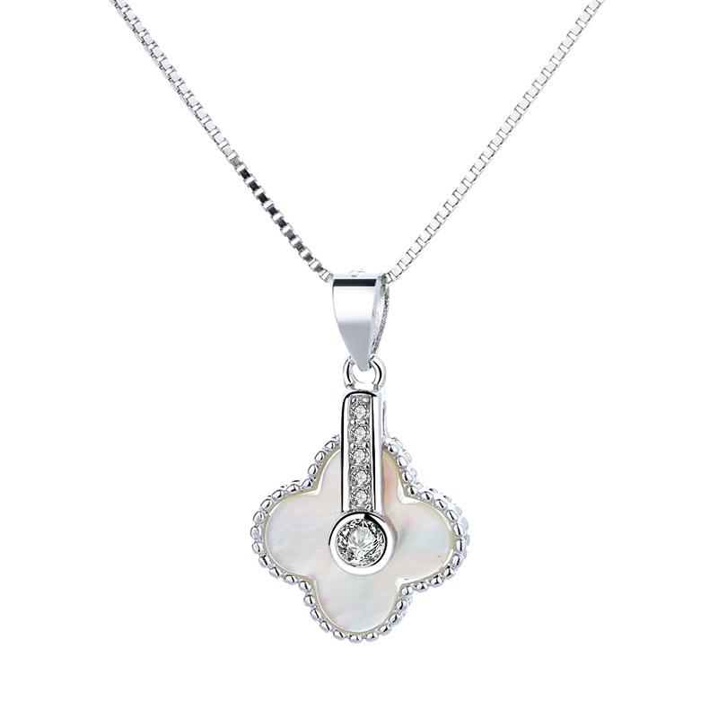 Подвеска из стерлингового серебра S925 с четырьмя лепестками клевера, корейская модная классическая универсальная изящная женская подвеска 
Подвеска из стерлингового серебра S925 с четырьмя лепестками клевера, корейская модная классическая универсальная изящная женская подвеска