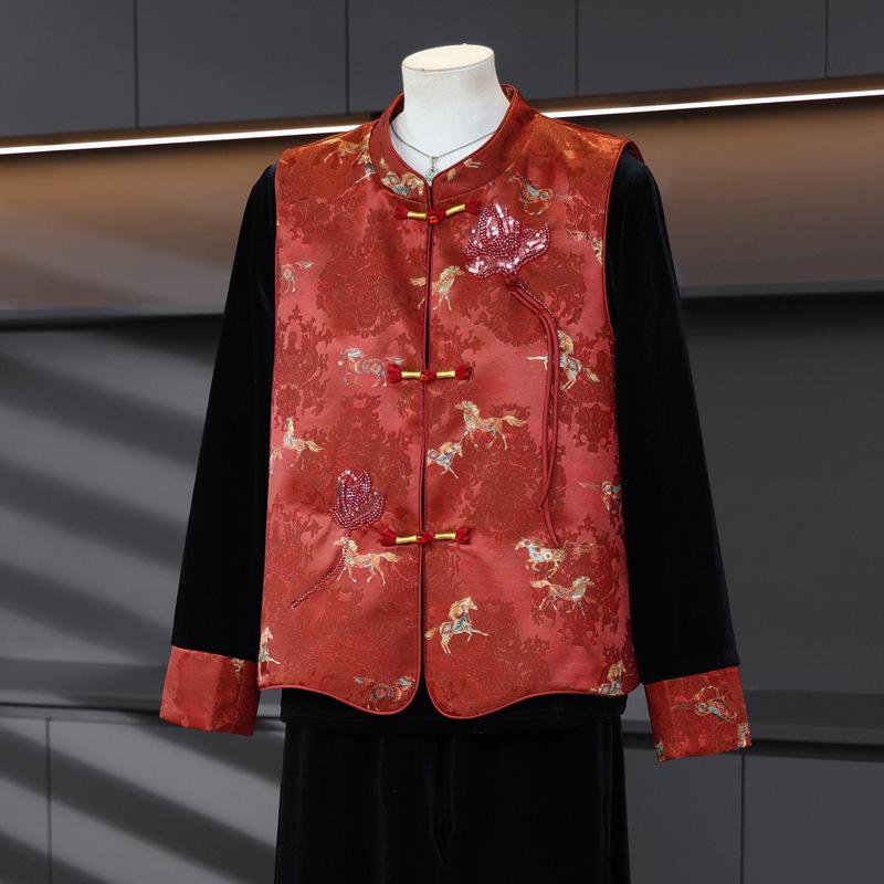Elegant Spring Outfit: Chinese Style Silk Velvet Vest Set for Moms (50+), Featuring Wide-Legged Trousers XL (Recommended 90-110 jin)
Elegant Spring Outfit: Chinese Style Silk Velvet Vest Set for Moms (50+), Featuring Wide-Legged Trousers XL (Recommended 90-110 jin)