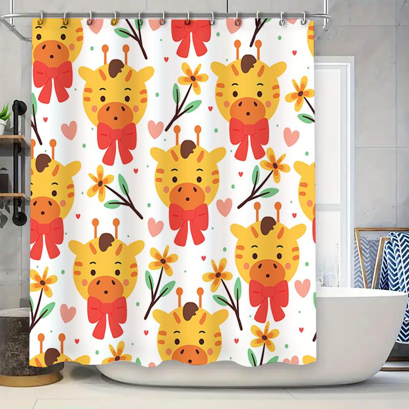 Cute Animal Printed Shower Curtain Waterproof Fabric Decor Home Bathroom Accessories Giraffe Design In Red Yellow With Flowers F W60H190(CM)-1 Pcs
Cute Animal Printed Shower Curtain Waterproof Fabric Decor Home Bathroom Accessories Giraffe Design In Red Yellow With Flowers F W60H190(CM)-1 Pcs