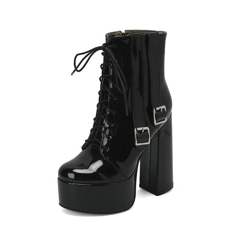 Женская обувь Женские полусапожки Лакированная кожа круглый носок толстая подошва толстый каблук супер высокий каблук шнуровка спереди ботинки Мартин пряжка-ремень 37 чёрный
Женская обувь Женские полусапожки Лакированная кожа круглый носок толстая подошва толстый каблук супер высокий каблук шнуровка спереди ботинки Мартин пряжка-ремень 37 чёрный