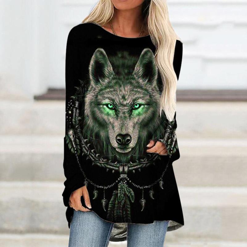 Жіноча футболка з довгим рукавом із зображенням тваринного вовка для жінок, дівчаток, осінньо-зимовий одяг, велика футболка, футболки з 3D-принтом і круглим вирізом XS
Жіноча футболка з довгим рукавом із зображенням тваринного вовка для жінок, дівчаток, осінньо-зимовий одяг, велика футболка, футболки з 3D-принтом і круглим вирізом XS