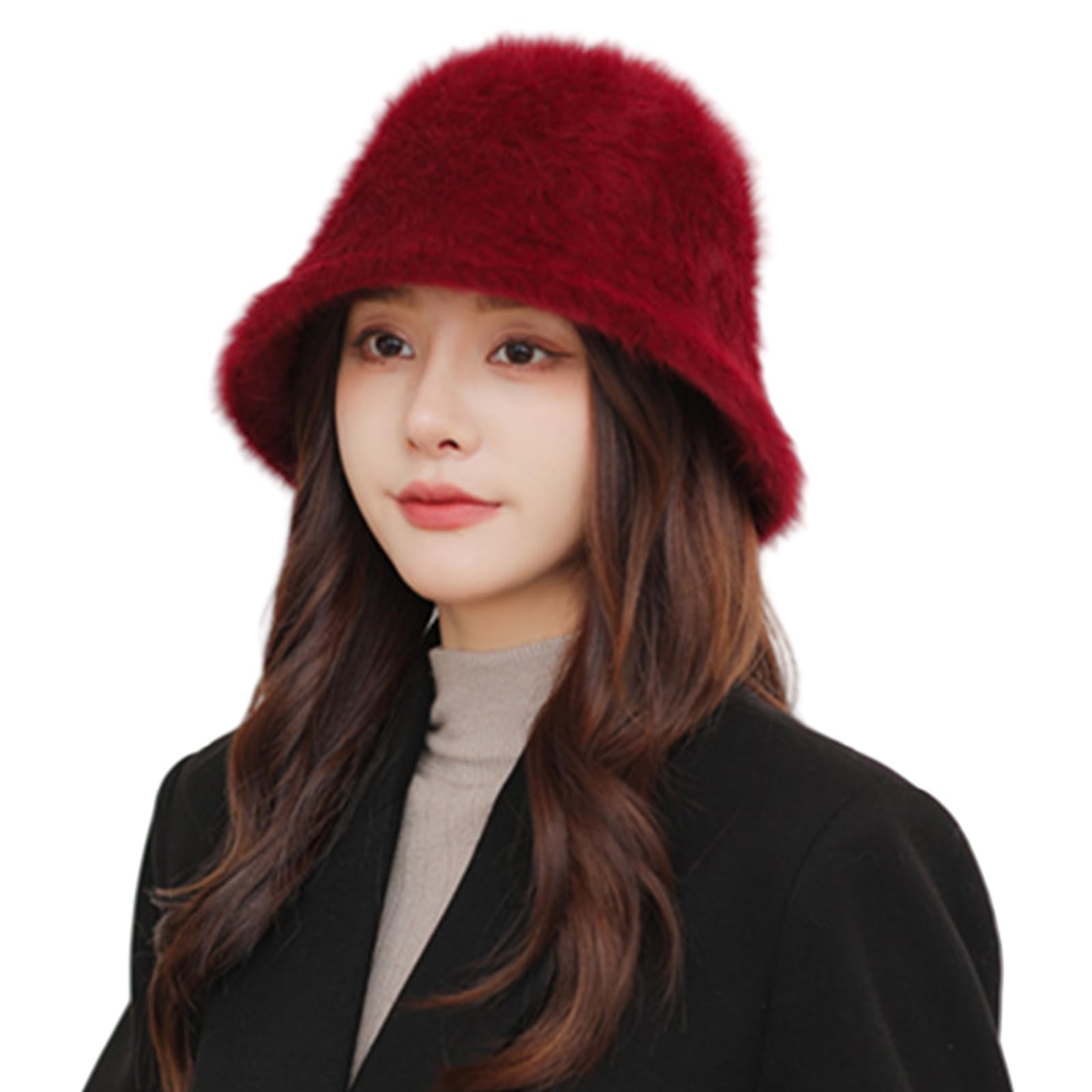 Merelop Ceto Ведро Зима Холодный Однотонный Регулируемый Милый Женская Шапка, Защита, Теплый, Пушистый, Шапка, Стройнящий, Цвет, Пушистый, Мягкий, Складной, Стильный,
