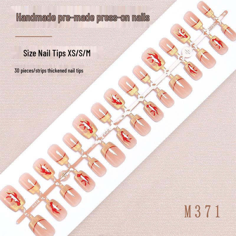 Elegant French Cat Eye Nail Tips with Cartoon Koi Design - High-End Handmade Nail Stickers
Elegant French Cat Eye Nail Tips with Cartoon Koi Design - High-End Handmade Nail Stickers