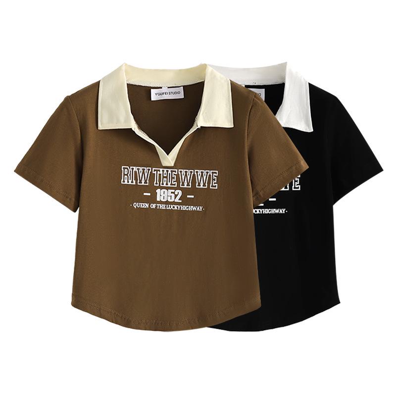Women s American Spicy Girl Color Block Polo Collar Short Sleeve Slim-Fit Summer Top 3XL (65-70kg)
Women s American Spicy Girl Color Block Polo Collar Short Sleeve Slim-Fit Summer Top 3XL (65-70kg)
