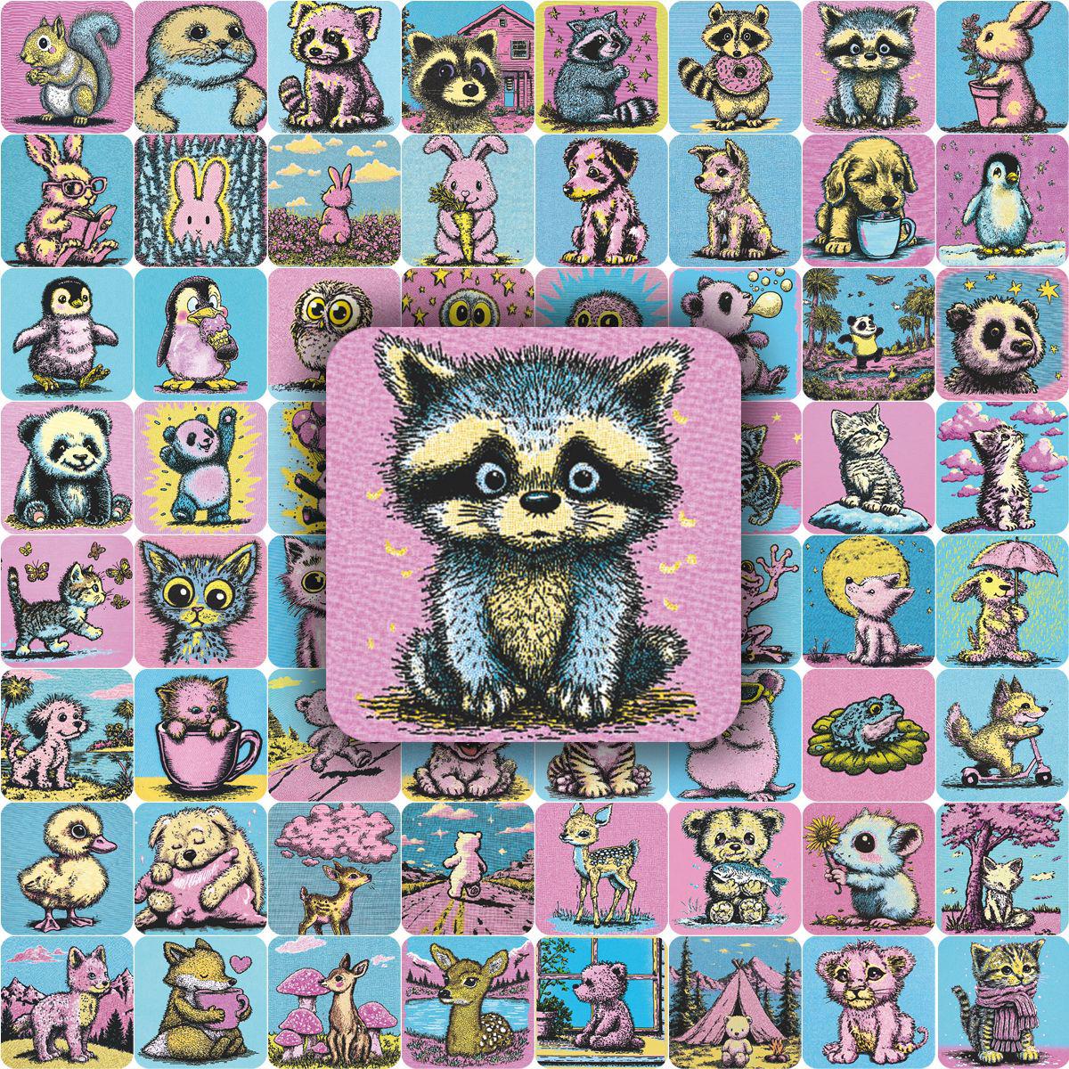 63 Retro Cartoon Animal Stickers: Colorful Decorative Stickers for Journals, Water Bottles, and Notebooks No
63 Retro Cartoon Animal Stickers: Colorful Decorative Stickers for Journals, Water Bottles, and Notebooks No