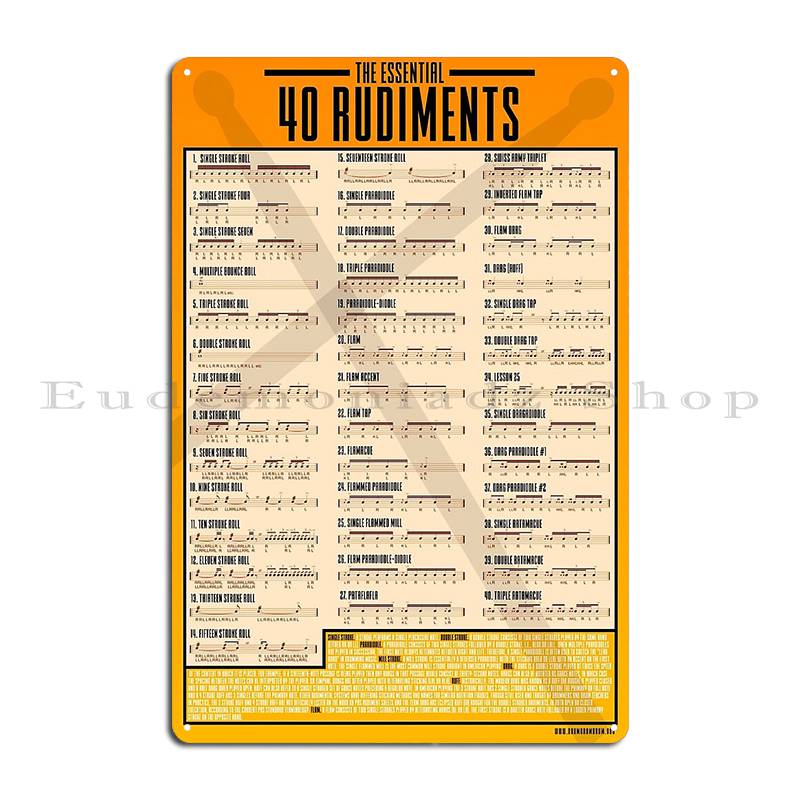 The Essential 40 Rudiments Chart For Drummers Orange Metal Sign Cinema Wall Mural Wall Plaque Classic Iron Tin Sign Poster 40x30cm
The Essential 40 Rudiments Chart For Drummers Orange Metal Sign Cinema Wall Mural Wall Plaque Classic Iron Tin Sign Poster 40x30cm