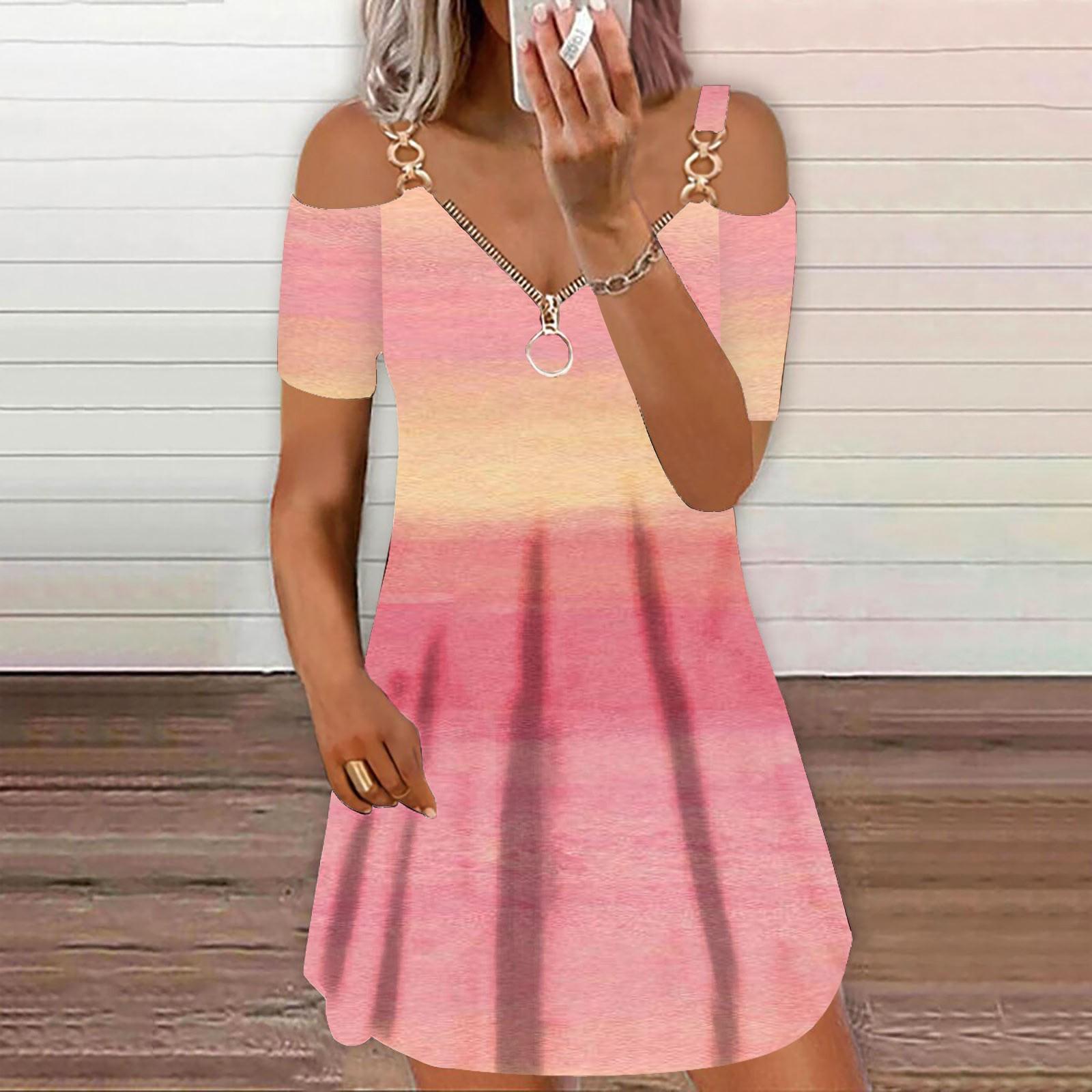 Ladies Casual Sexy Printed Zip V-neck Loose Fashion Off-shoulder Dress M кавун червоний колір
Ladies Casual Sexy Printed Zip V-neck Loose Fashion Off-shoulder Dress M кавун червоний колір