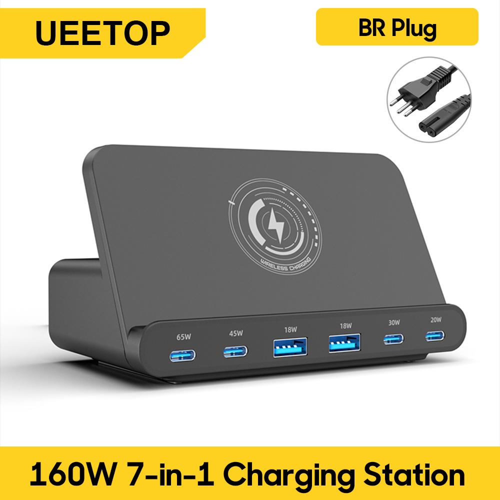 Ueetop 160W USB Charging Station Wireless Charging 65W PD PPS 45W GaN Charger Quick Charger For Laptop Tablet iPhone 15 Samsung BR Plug
Ueetop 160W USB Charging Station Wireless Charging 65W PD PPS 45W GaN Charger Quick Charger For Laptop Tablet iPhone 15 Samsung BR Plug