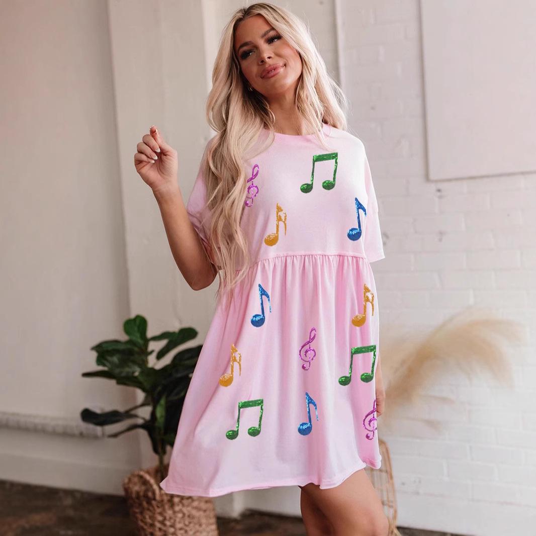 SHIYING Women s European-American Sequin Beaded Music Rock Pullover Dress, Round Neck, High Waist, Short Sleeve, Mid-Length. Medium
SHIYING Women s European-American Sequin Beaded Music Rock Pullover Dress, Round Neck, High Waist, Short Sleeve, Mid-Length. Medium