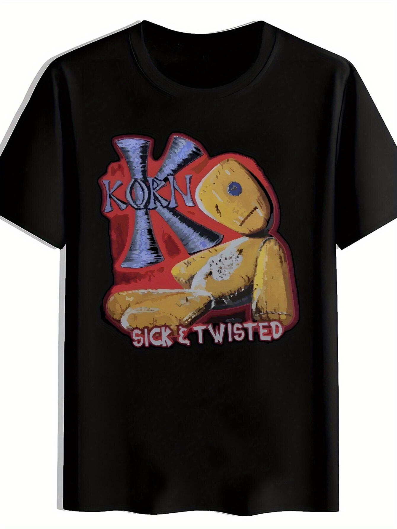 Vintage Rock Band Graphic T-shirt - KORN Sick & Twisted Design with Bold Lettering & Toy Art M
Vintage Rock Band Graphic T-shirt - KORN Sick & Twisted Design with Bold Lettering & Toy Art M