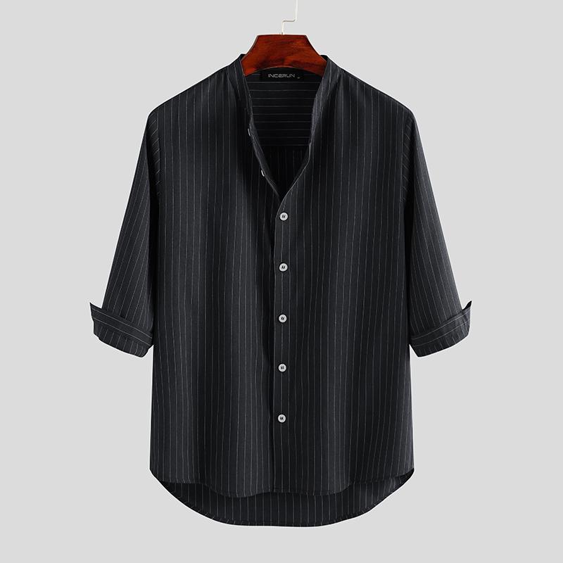 S-5XL Мужская рубашка в полоску с рукавом 3/4 и воротником-стойкой, повседневные топы XL чёрный
S-5XL Мужская рубашка в полоску с рукавом 3/4 и воротником-стойкой, повседневные топы XL чёрный
