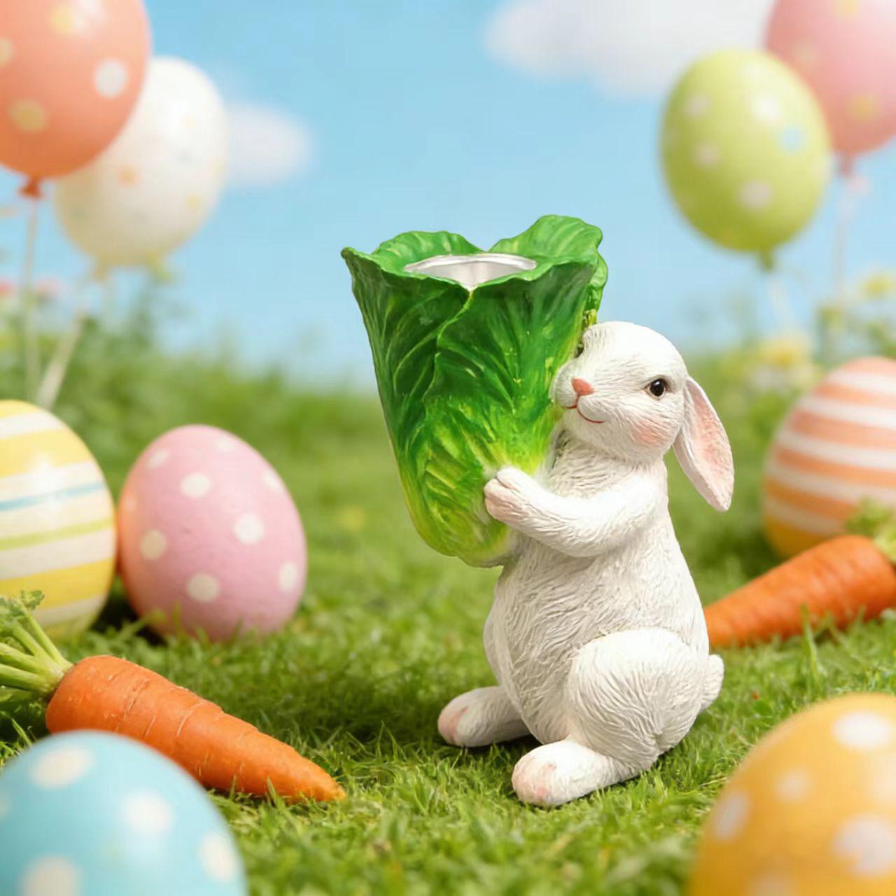 Collectibles Sculpture Cute Rabbit Synthetic Resin Art Ornament Practical Candlestick Animal Landscape Crafts Easter Accessories
Collectibles Sculpture Cute Rabbit Synthetic Resin Art Ornament Practical Candlestick Animal Landscape Crafts Easter Accessories