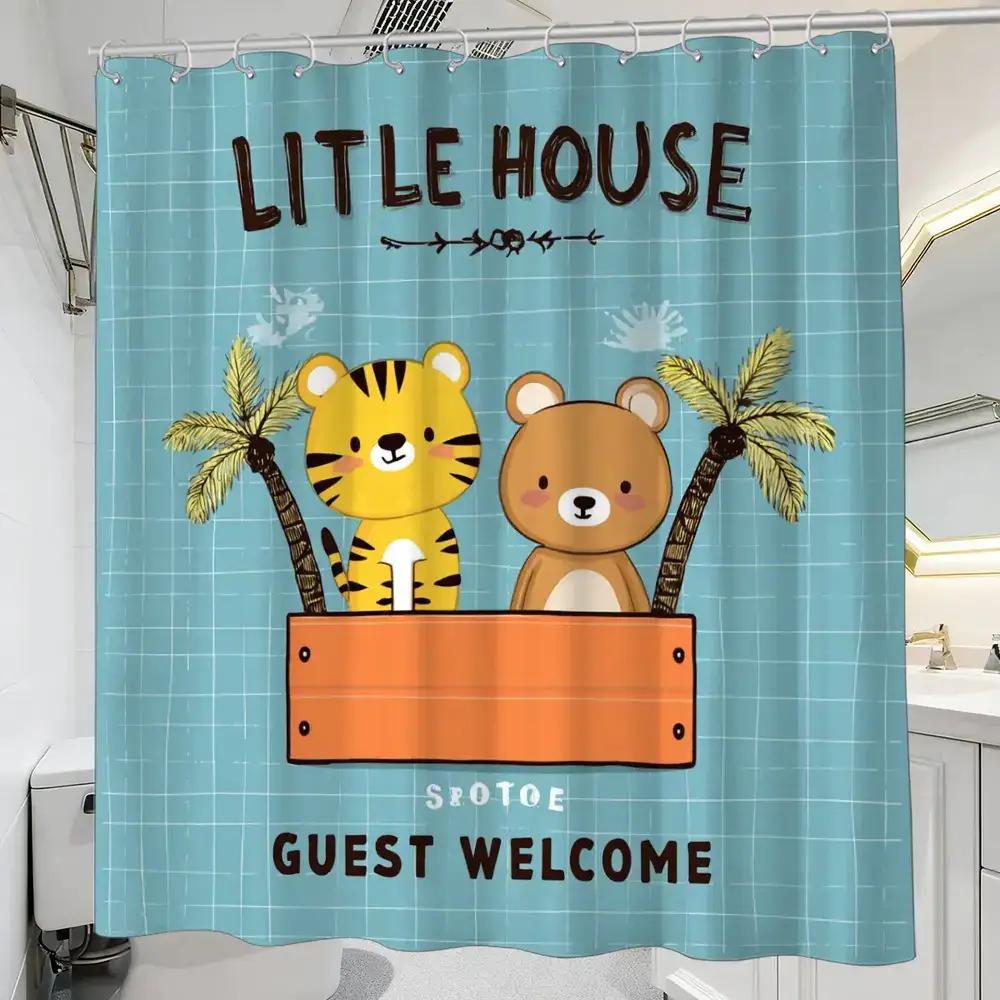 Little House Shower Curtain – Cute Tiger & Bear In Wooden Crate, Palm Trees, Guest Welcome , 12 Hooks, Waterproof Kids Decor W60H190(CM)-1 Pcs
Little House Shower Curtain – Cute Tiger & Bear In Wooden Crate, Palm Trees, Guest Welcome , 12 Hooks, Waterproof Kids Decor W60H190(CM)-1 Pcs