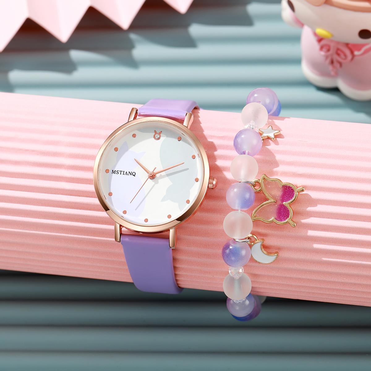 No gift box; Forest-style literary and artistic, fresh and versatile belt watch string of beads bracelet 2-piece set. фиолетовый
No gift box; Forest-style literary and artistic, fresh and versatile belt watch string of beads bracelet 2-piece set. фиолетовый