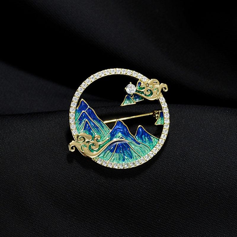 Брошь «Тысяча миль рек и гор», изысканная брошь для женского костюма в китайском стиле, фиксированная брошь с аксессуарами