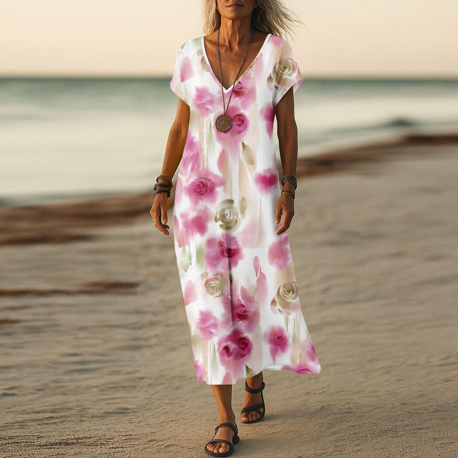 Летнее платье Женское длинное платье бохо для пляжа Элегантное платье макси V-образный вырез Короткий рукав Летнее платье-туника Легкое воздушное L розовый
Летнее платье Женское длинное платье бохо для пляжа Элегантное платье макси V-образный вырез Короткий рукав Летнее платье-туника Легкое воздушное L розовый