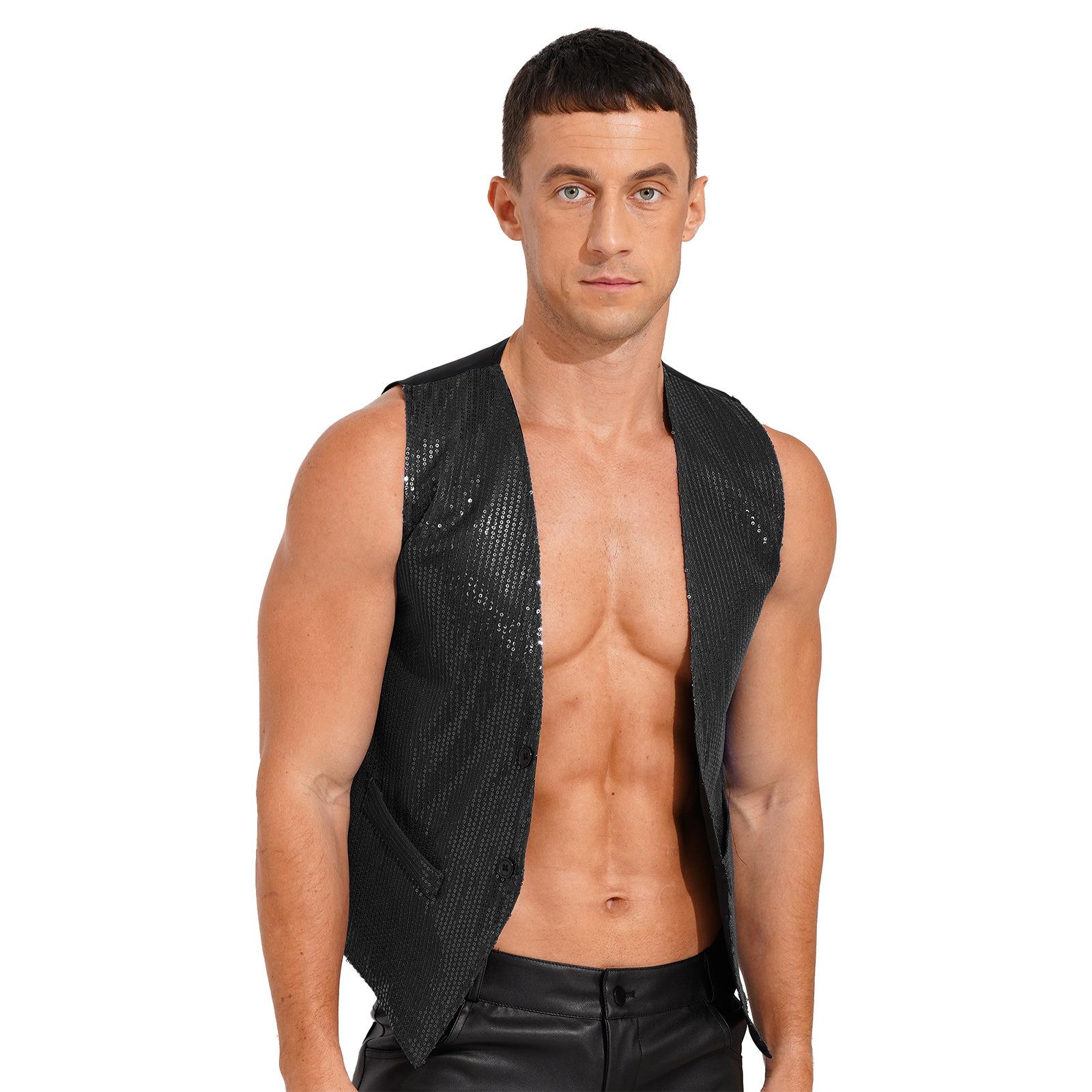 Чоловічий жіночий блискучий жилет із блискітками на ґудзиках Жилет без рукавів для костюма для виступу на клубній сцені M чорний
Чоловічий жіночий блискучий жилет із блискітками на ґудзиках Жилет без рукавів для костюма для виступу на клубній сцені M чорний