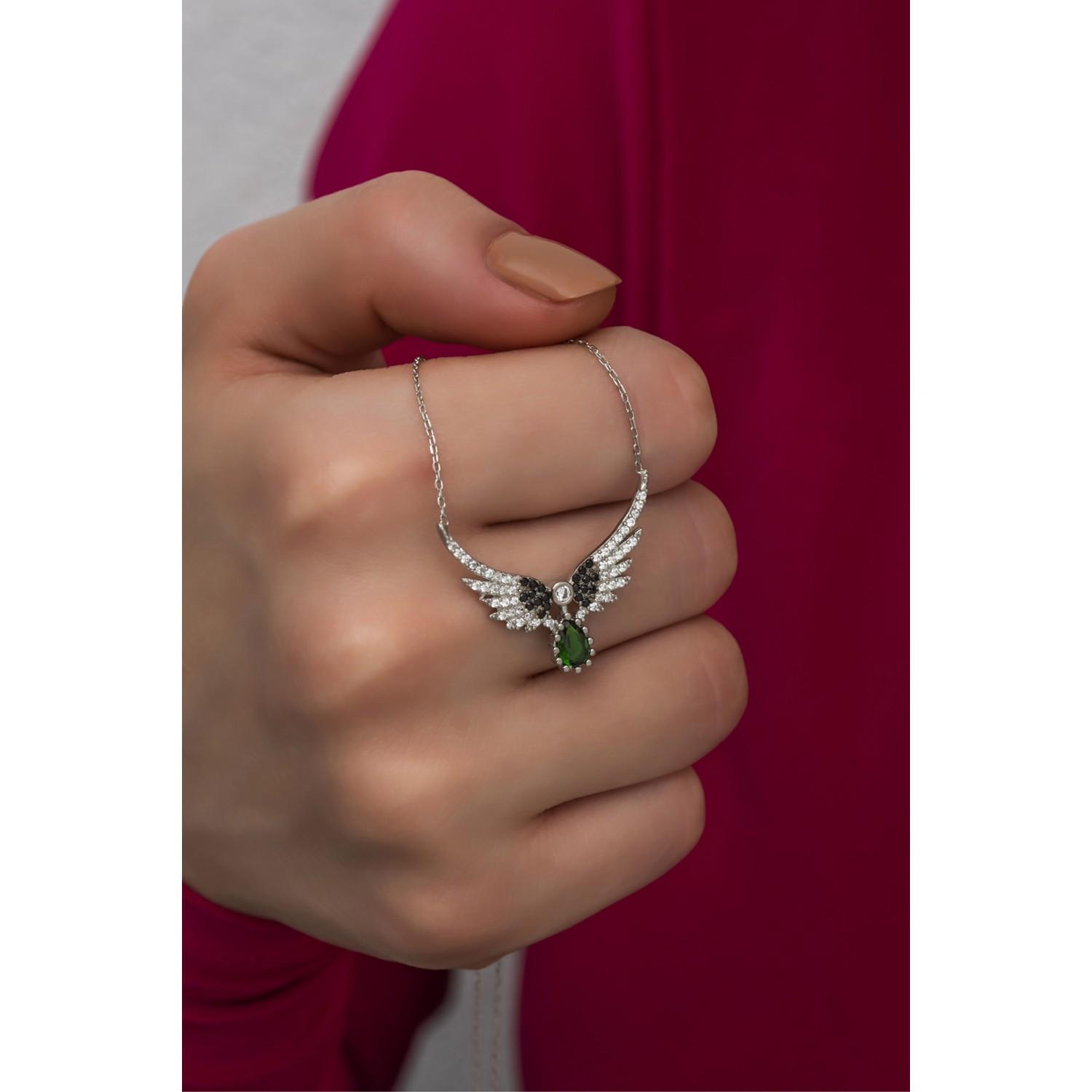 Ожерелье с крыльями ангела из стерлингового серебра 925 пробы с зеленым цирконом
Ожерелье с крыльями ангела из стерлингового серебра 925 пробы с зеленым цирконом