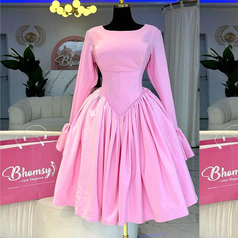 European and American Women s New Fashion Elegant Round Neck Long Sleeve Tie-Up High-Waisted A-Line Dress Sexy Dress Pink S
European and American Women s New Fashion Elegant Round Neck Long Sleeve Tie-Up High-Waisted A-Line Dress Sexy Dress Pink S
