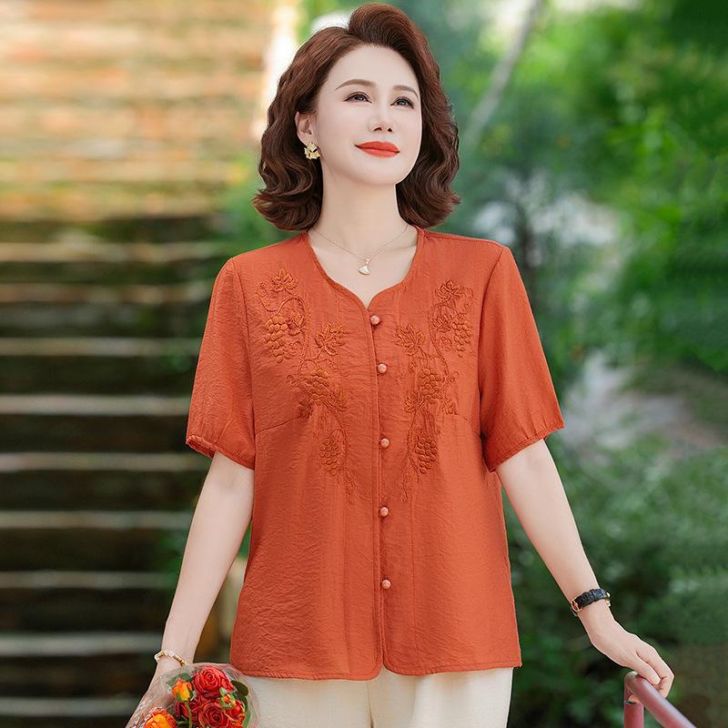 Young Mother s Summer Artistic Embroidered Short-Sleeve Top - Casual Loose Fit for Middle-Aged and Elderly Women. 5XL (Approx. 75-82.5 kg) помаранчевий
Young Mother s Summer Artistic Embroidered Short-Sleeve Top - Casual Loose Fit for Middle-Aged and Elderly Women. 5XL (Approx. 75-82.5 kg) помаранчевий