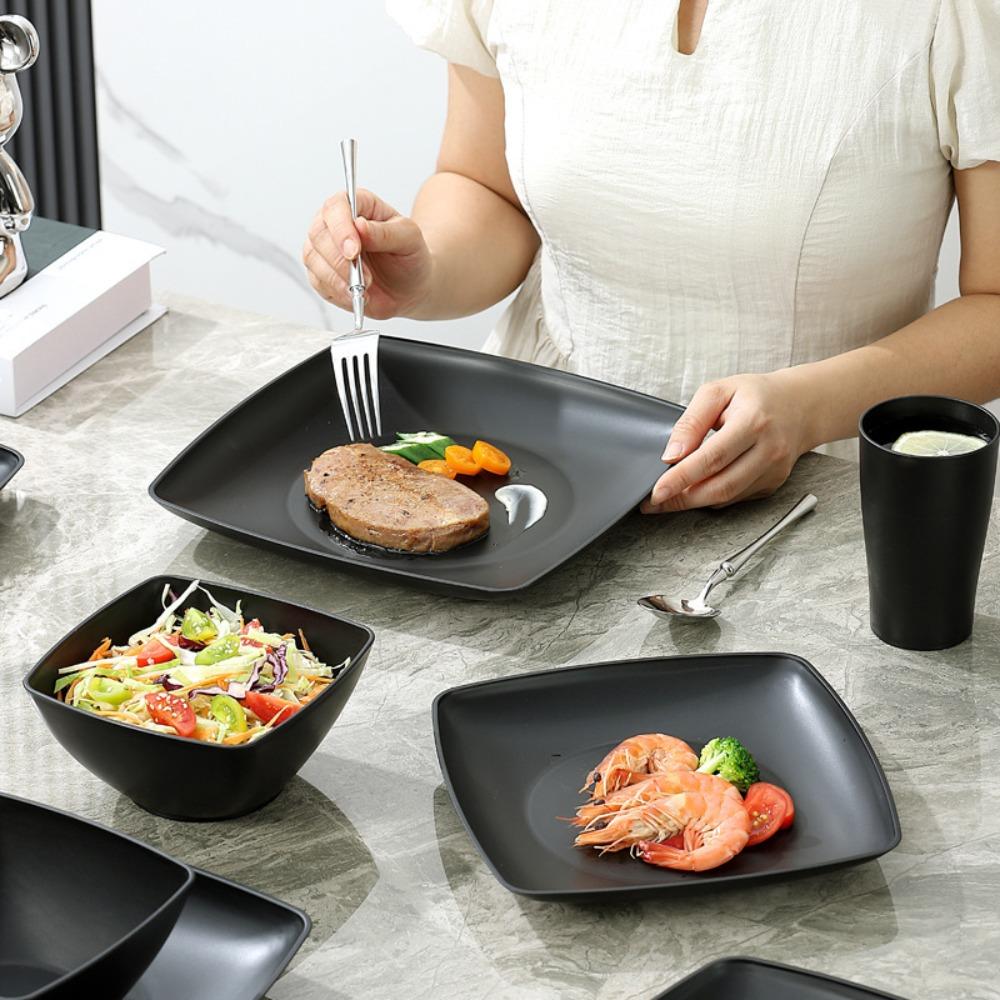 16pcs/Set Wheat Straw Tableware Suit Square Dinner Plate Set Plastic Dinnerware Set Salad чорний
16pcs/Set Wheat Straw Tableware Suit Square Dinner Plate Set Plastic Dinnerware Set Salad чорний