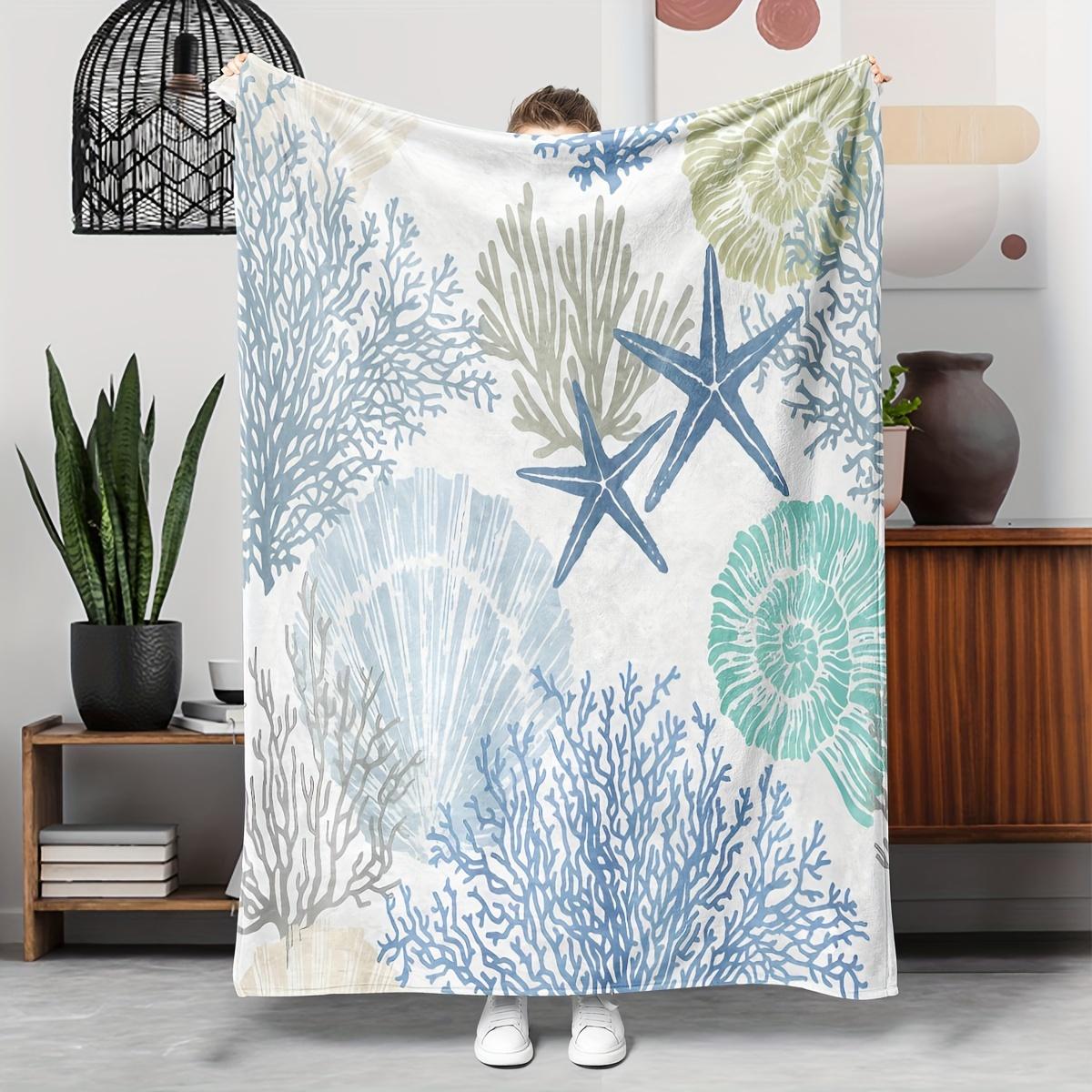 1PC Nautical Flannel Throw Blanket with Starfish, Shell, Coral Design - Hypoallergenic All-Season Coastal Beach Glam Bedding, Ma 70x100cm
1PC Nautical Flannel Throw Blanket with Starfish, Shell, Coral Design - Hypoallergenic All-Season Coastal Beach Glam Bedding, Ma 70x100cm