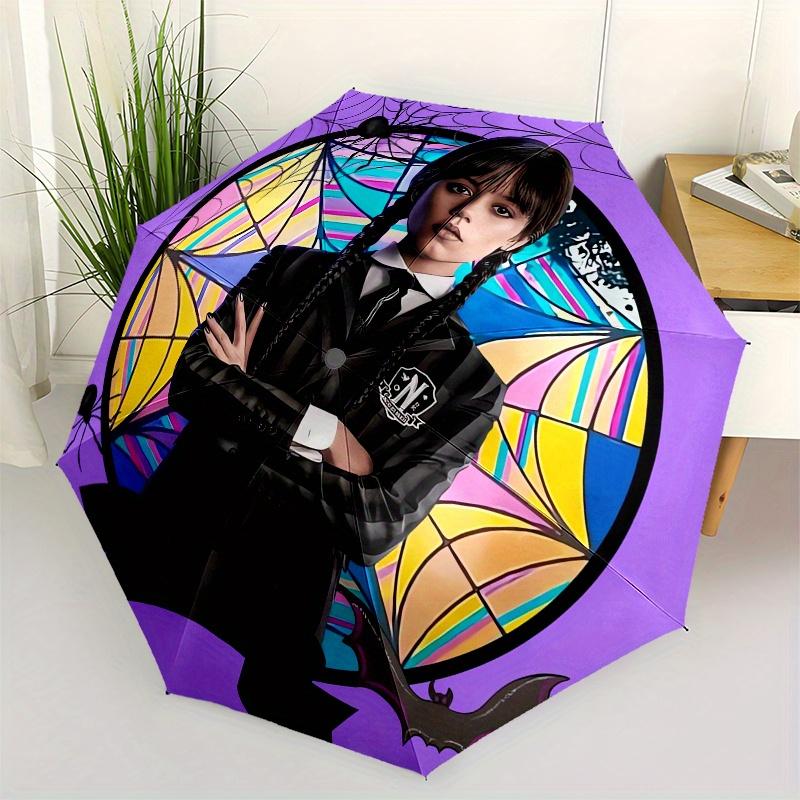 Wednesday Addams, Gothic Style Automatic Folding Umbrella 8 Ribs, Durable Iron Frame, Bright Color Pattern Compact Travel Umbrella, Suitabl
Wednesday Addams, Gothic Style Automatic Folding Umbrella 8 Ribs, Durable Iron Frame, Bright Color Pattern Compact Travel Umbrella, Suitabl